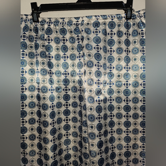 Vintage Graphic Geo Print Silk Pajamas Set Mens L Tile Print Blue Unisex EUC - Picture 7 of 12